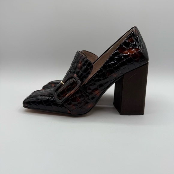 Louise Et Cie Ovidio Loafer Elegant Brown Croc Embossed Block Heel Loafers SZ6.5 - Picture 5 of 17